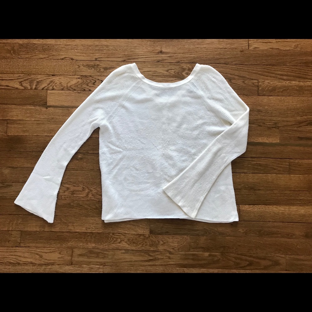 White Bell Sleeve Sweater by LINE THE LABEL